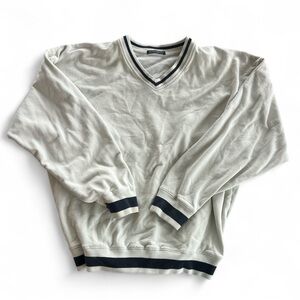 SOLD Brandy Melville Off White V-Neck Sweatshirt with Blue Trim